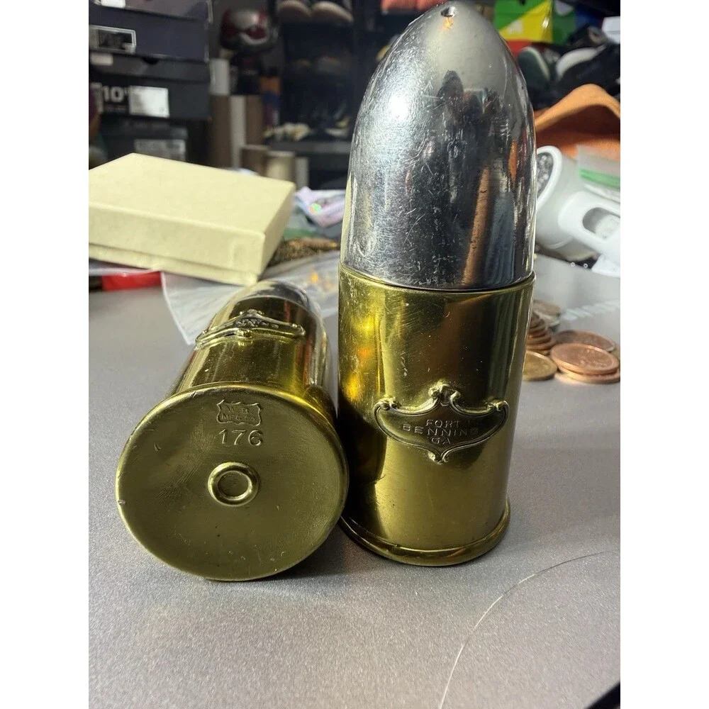 Vintage Weidlich Bros WB Mfg Co #176 Fort Benning GA Artillery Shell Pair RARE